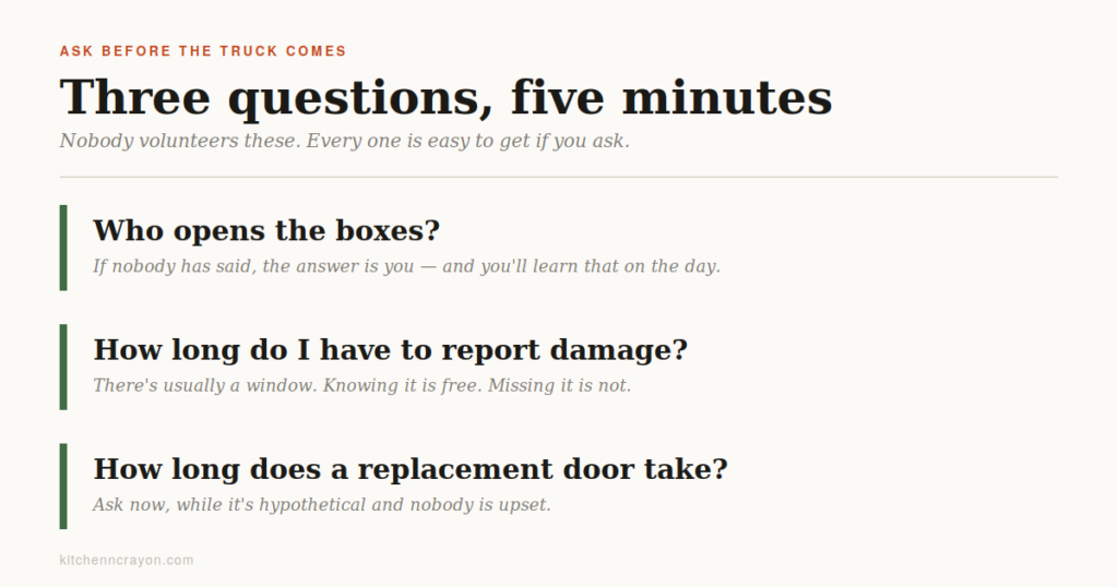 Three questions to ask your cabinet vendor before delivery day